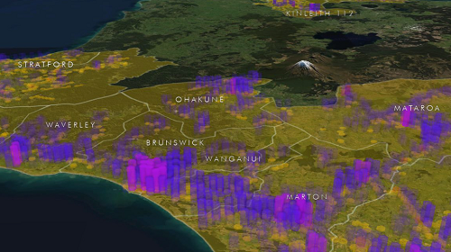 Heat mapping of Taranaki-Whanganui regions.