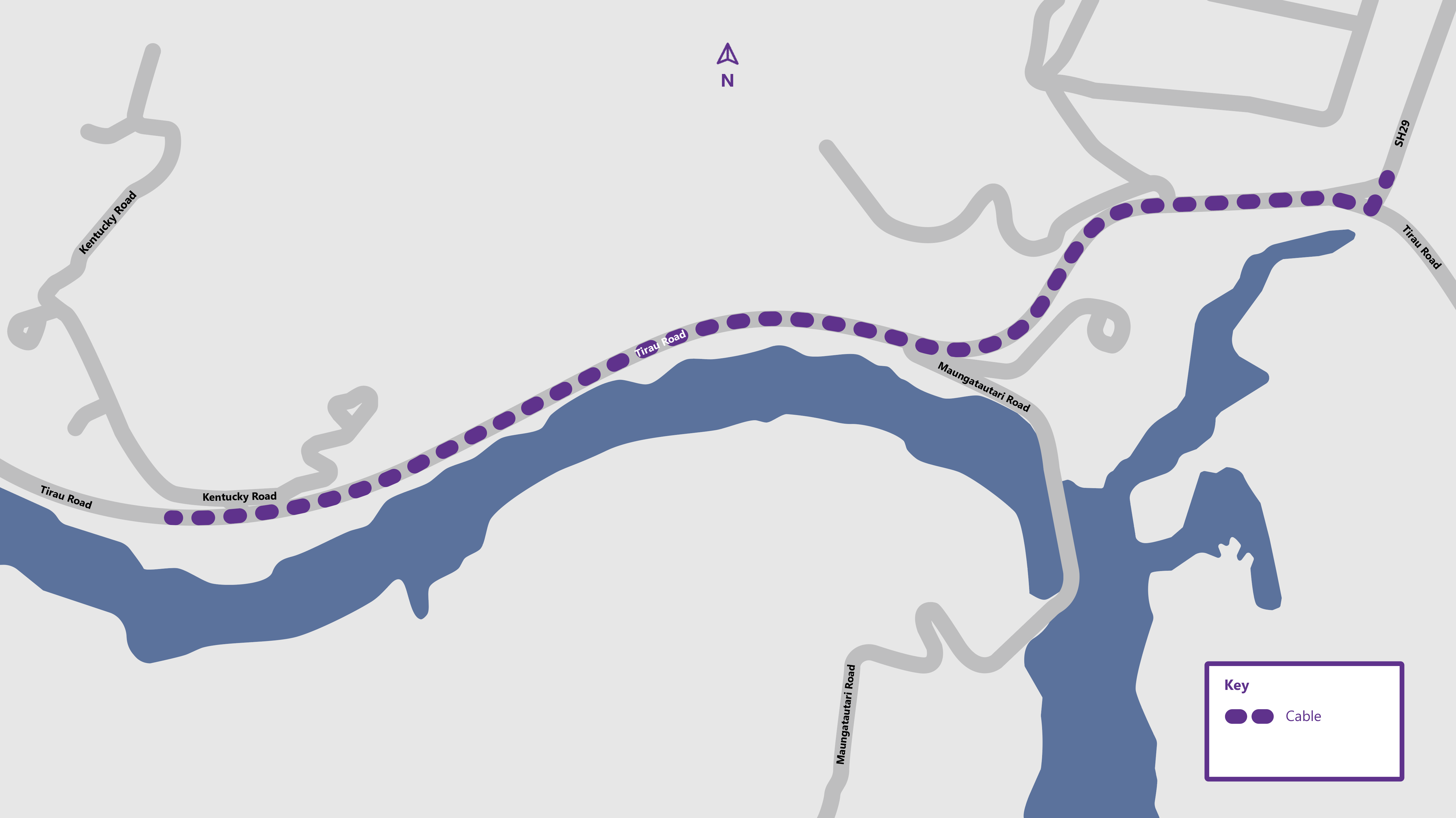 map showing the cable route of Powerco's Maungatautari cable